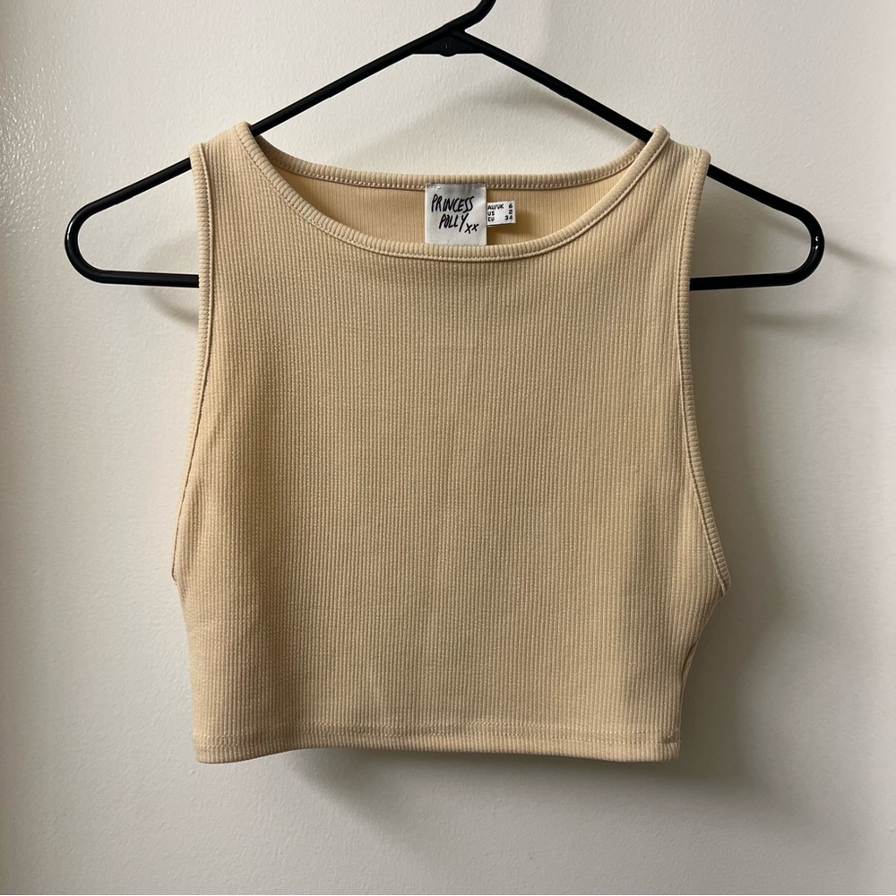 Princess Polly Light Beige/Cream crop top size 2